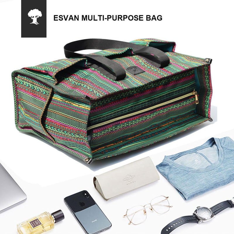 ESVAN Utility Tote Bag with Zip Top Waterproof Teacher Tote Bag for Teacher Work Women Beach - Image 3
